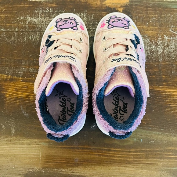 Skechers twinkle toes purple pink sparkle cat sneakers shoes size 9 toddler - Picture 10 of 13